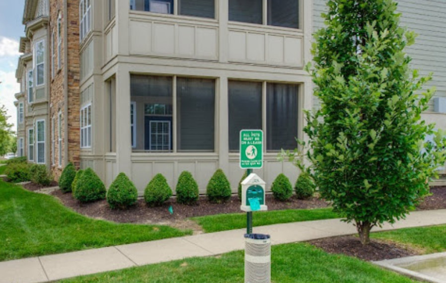 Dog park at Hamilton Luxury Apartments. Dog park at Zionsville apartments.